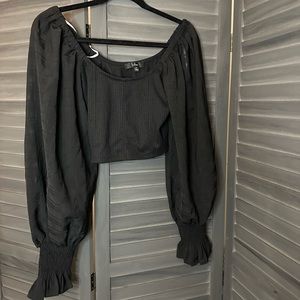 Sheer sleeve crop top